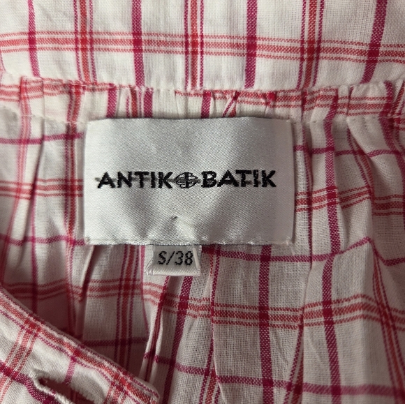 Antik Batik Anthropologie White Red Plaid Shift Short Dress Size S (38) - Picture 3 of 4